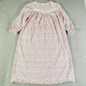 Eileen West Nightgown Womens Large Pink Floral Long Dress Button Prairie Cottage